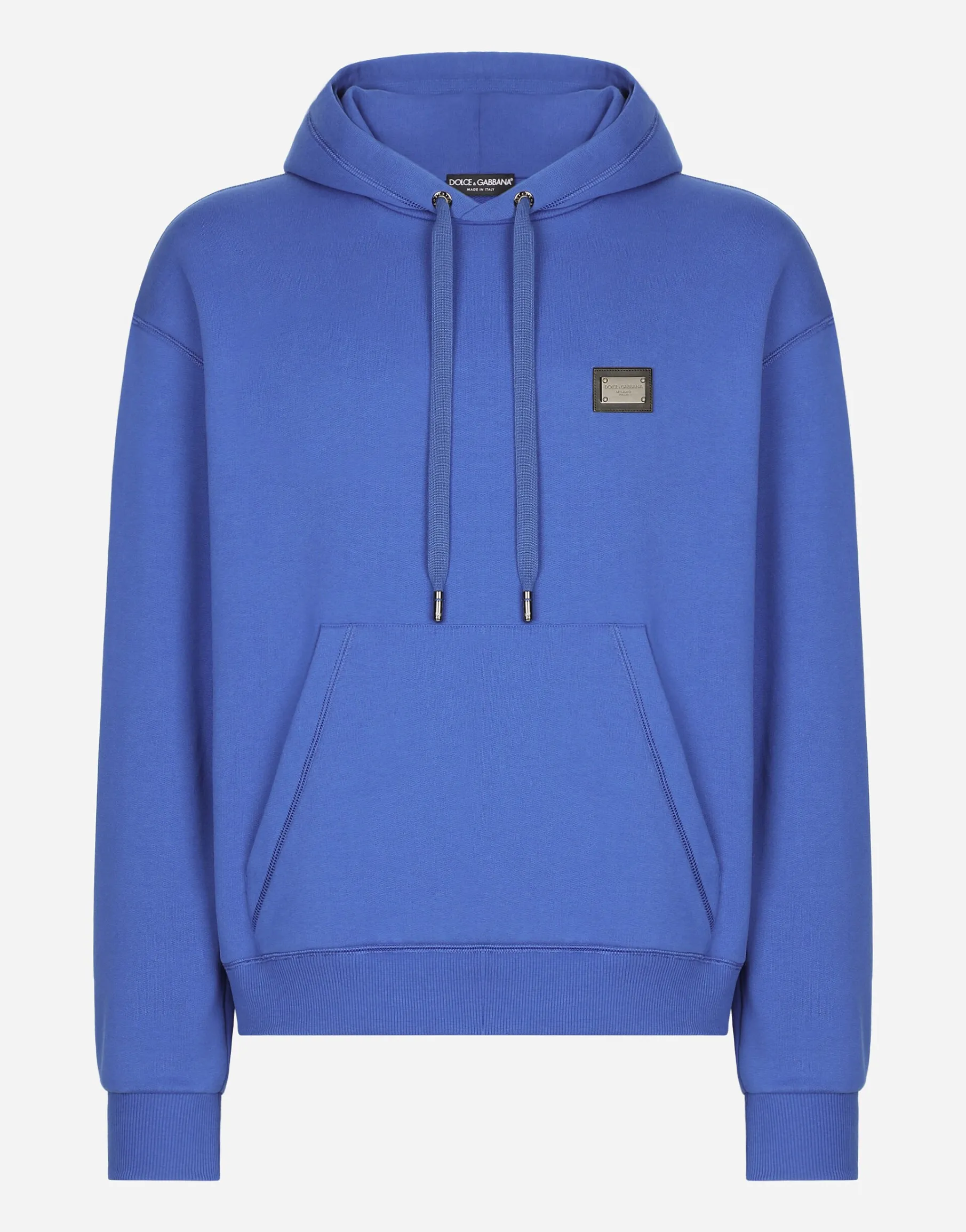 Jersey hoodie with branded tag