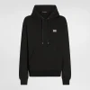 Jersey hoodie with branded tag