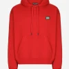 Jersey hoodie with branded tag