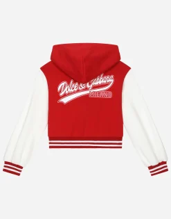 Jersey hoodie with branded tag and Dolce&Gabbana logo