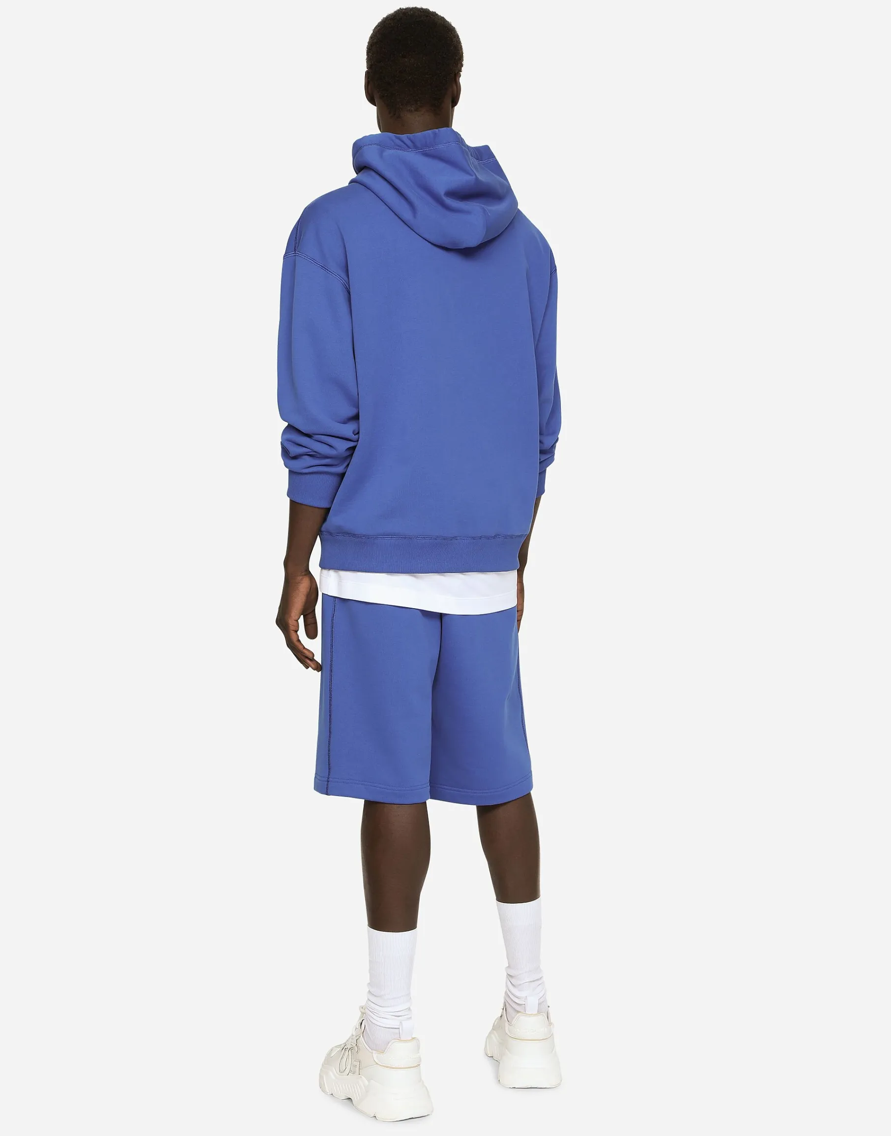 Jersey hoodie with branded tag