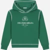 Jersey hoodie with contrasting stitching and Dolce&Gabbana logo
