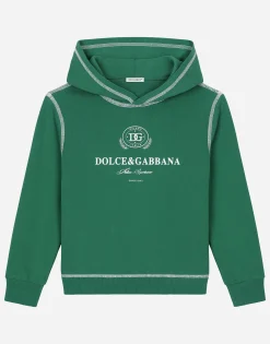 Jersey hoodie with contrasting stitching and Dolce&Gabbana logo