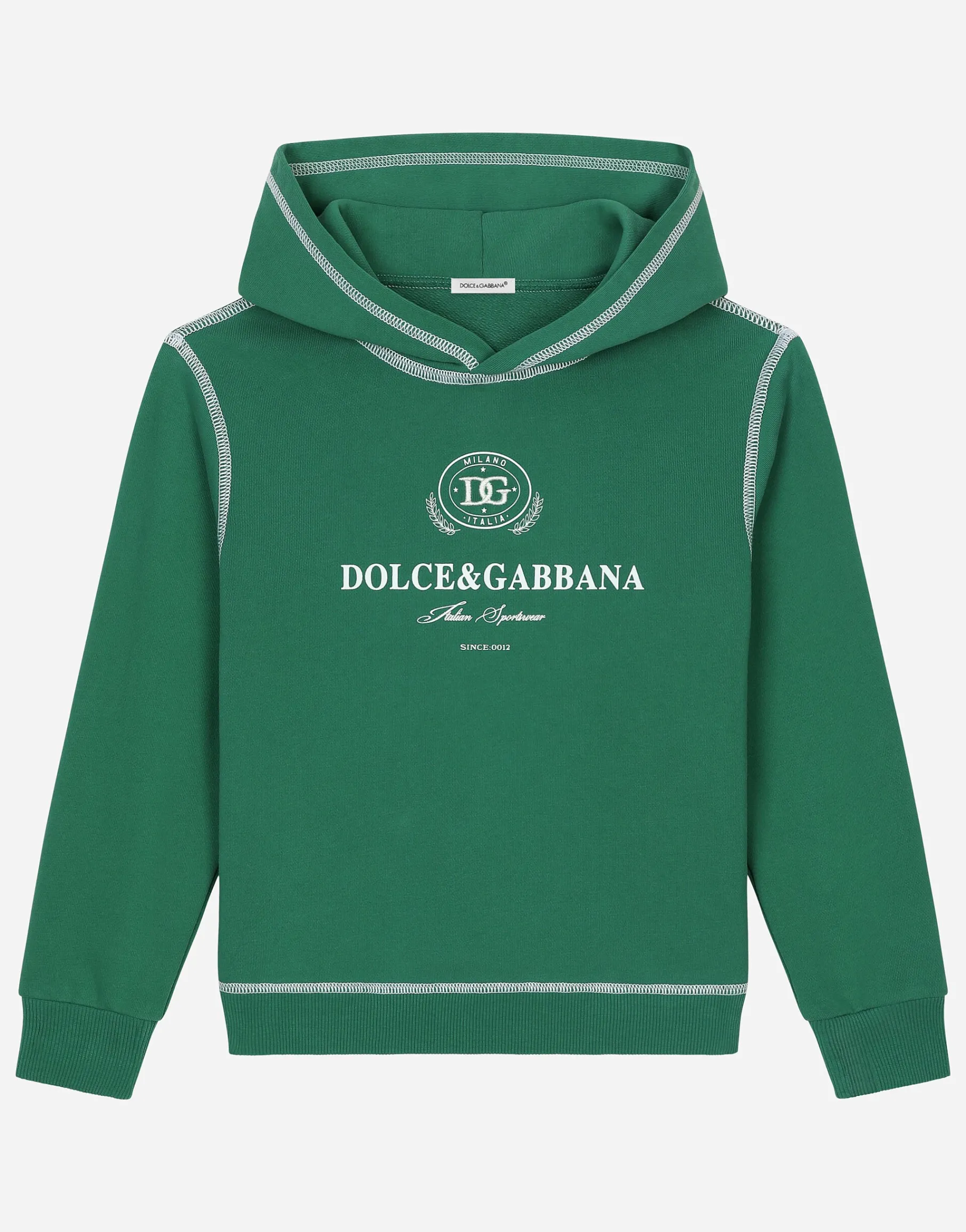 Jersey hoodie with contrasting stitching and Dolce&Gabbana logo