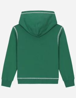 Jersey hoodie with contrasting stitching and Dolce&Gabbana logo