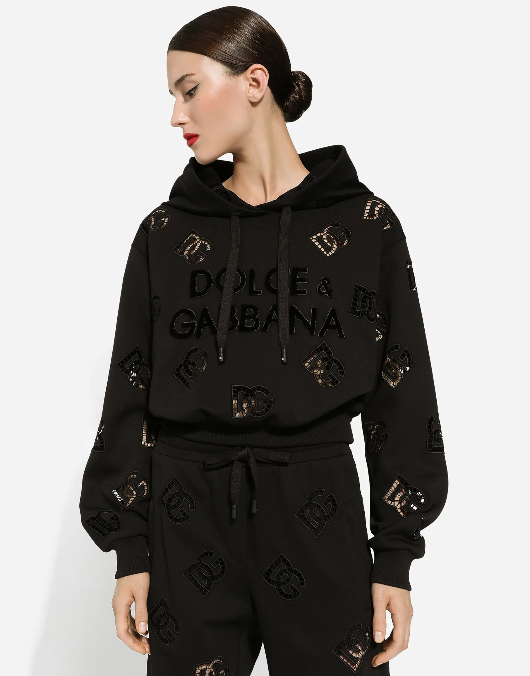 Jersey hoodie with cut-out and DG logo