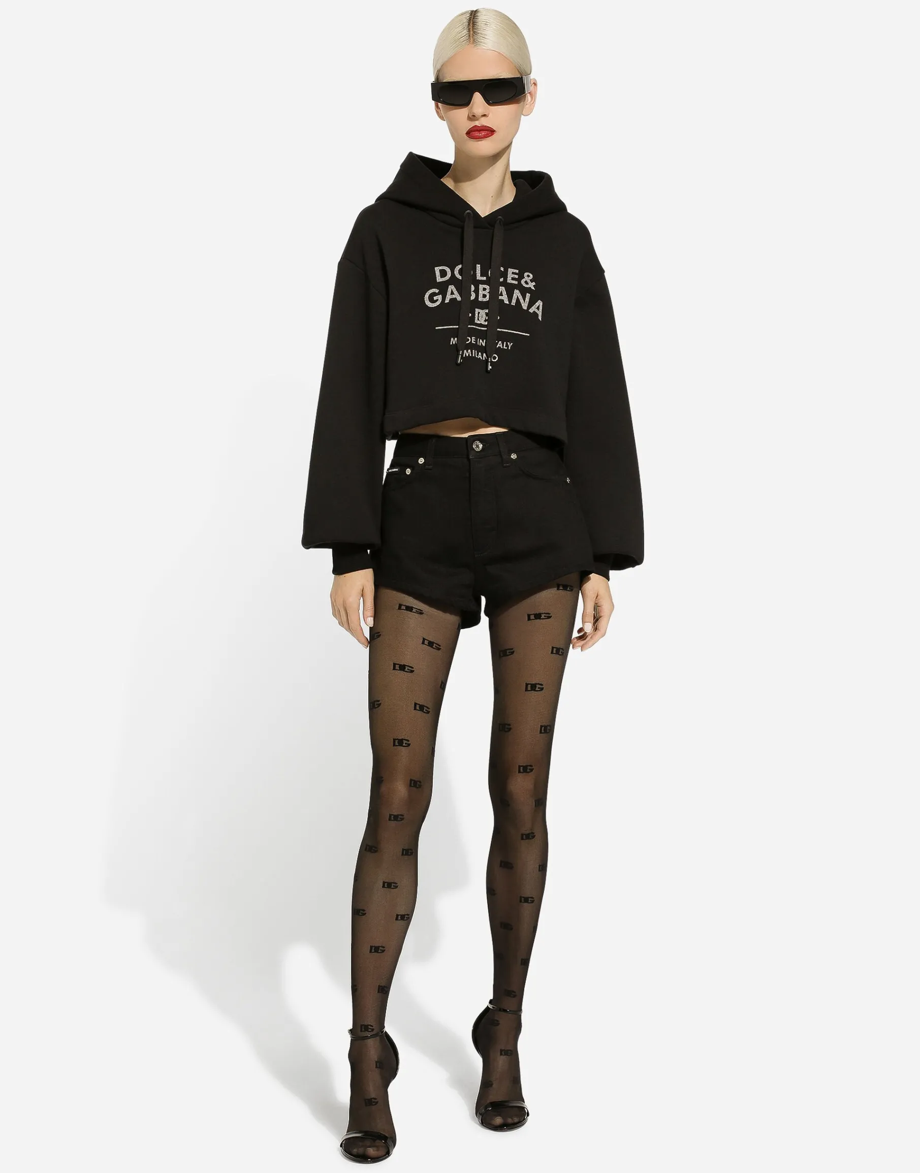 Jersey hoodie with Dolce&Gabbana logo lettering