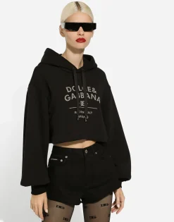 Jersey hoodie with Dolce&Gabbana logo lettering