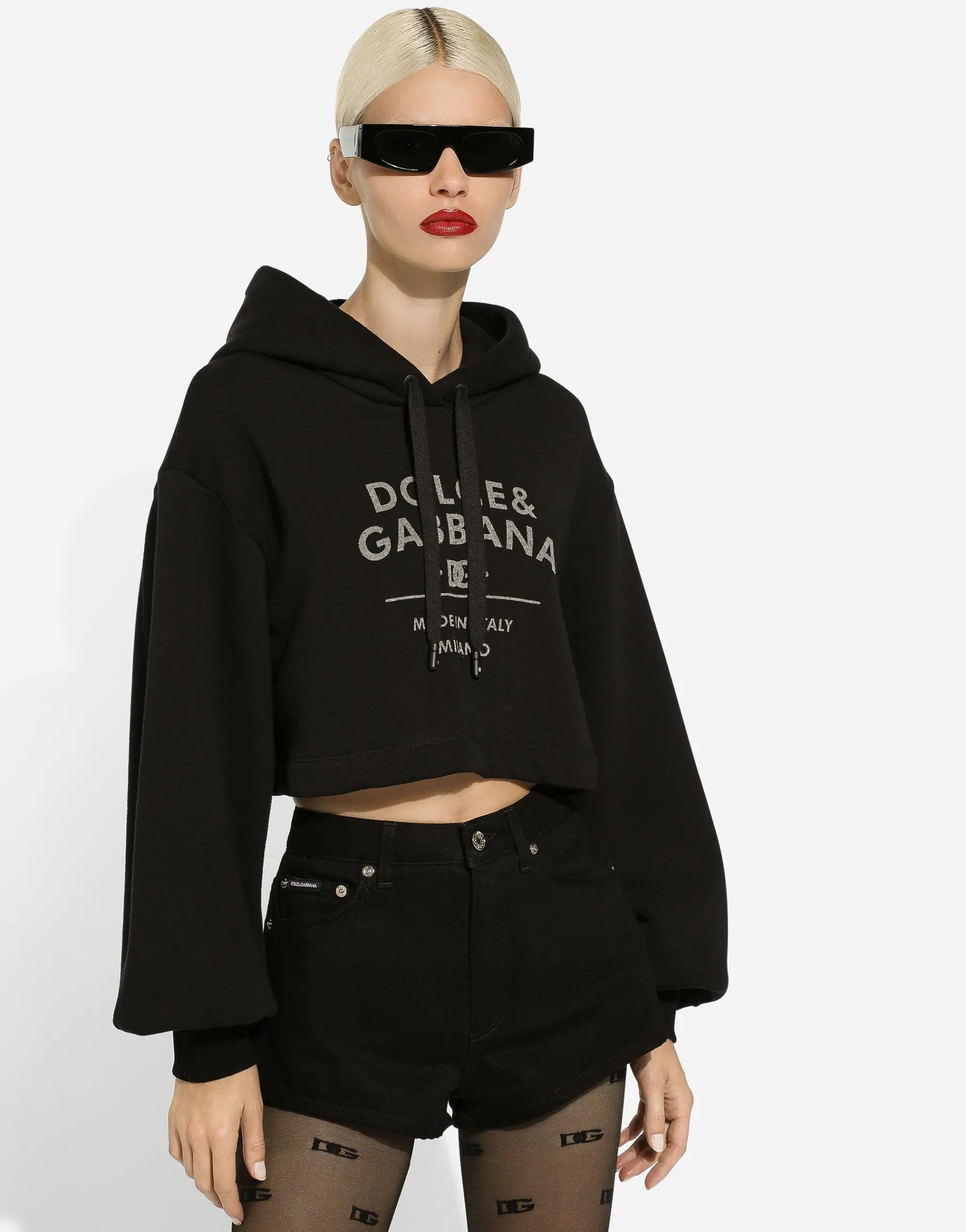 Jersey hoodie with Dolce&Gabbana logo lettering