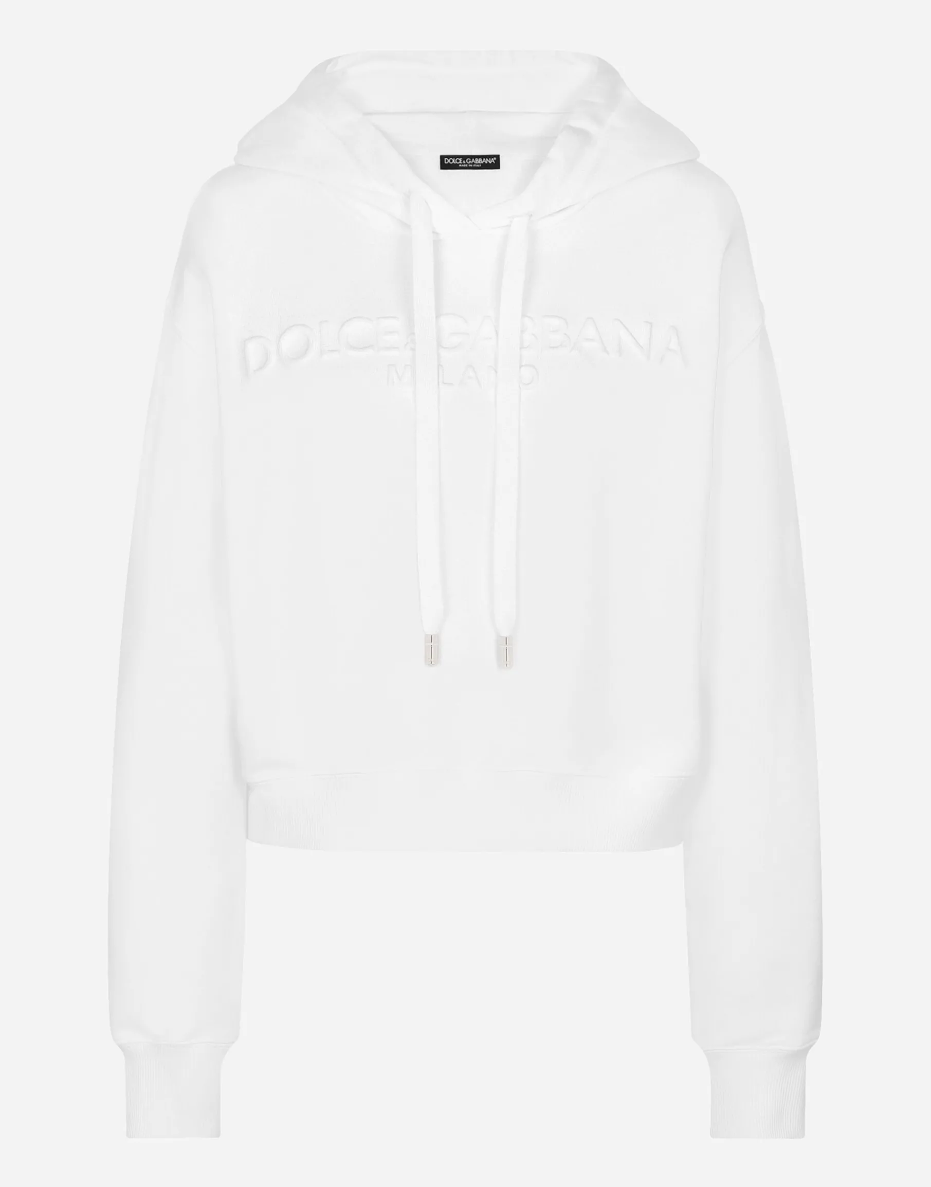 Jersey hoodie with embossed logo