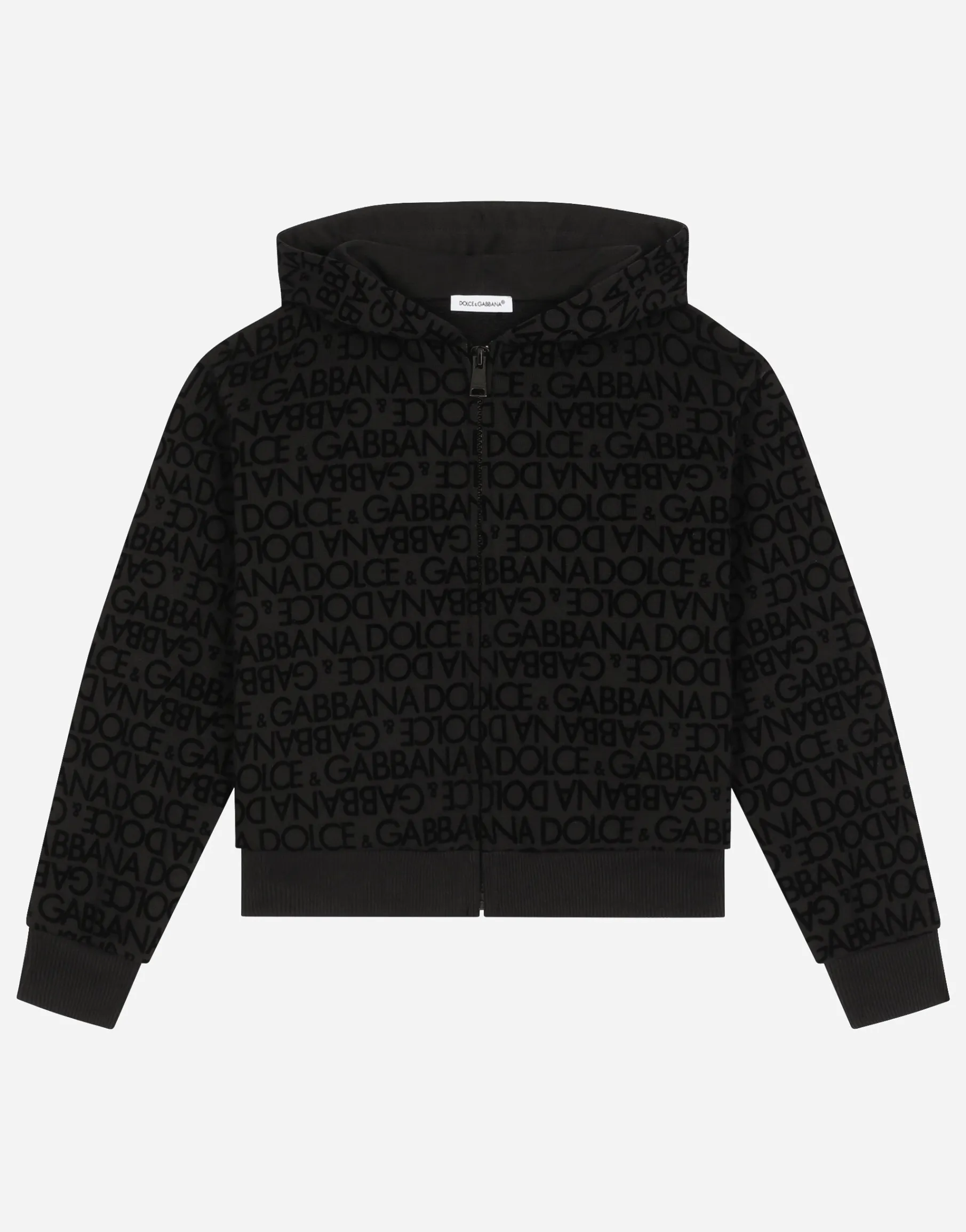 Jersey hoodie with flocked print