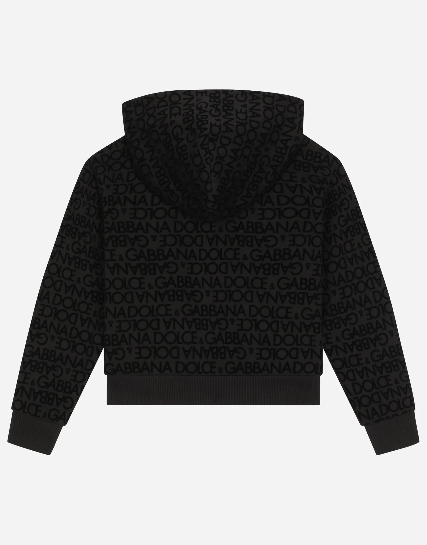 Jersey hoodie with flocked print