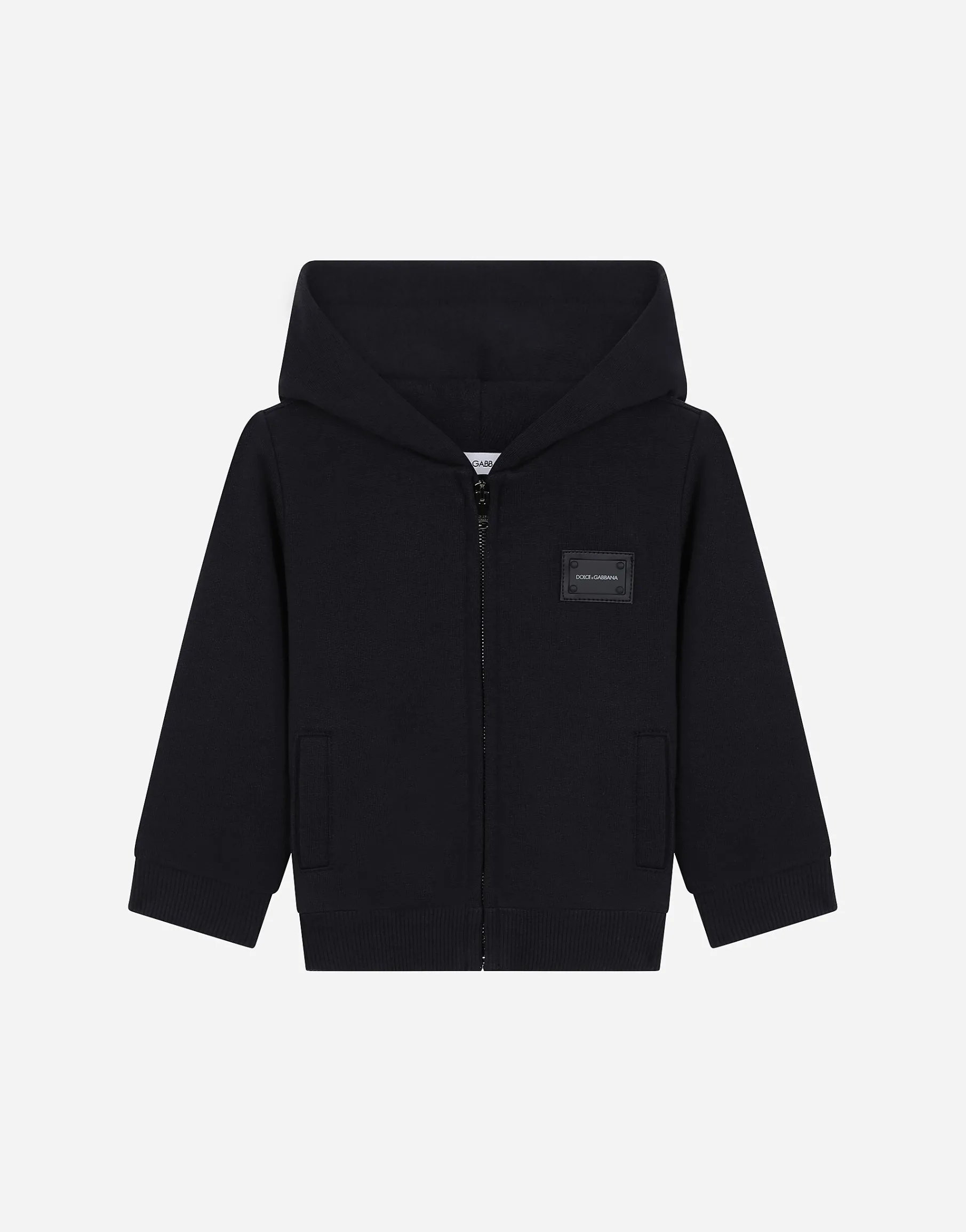 Jersey hoodie with logo tag