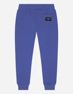 Jersey joggers with logo tag