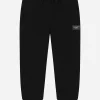 Jersey jogging pants with logo patch