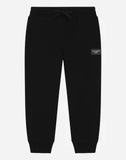 Jersey jogging pants with logo patch