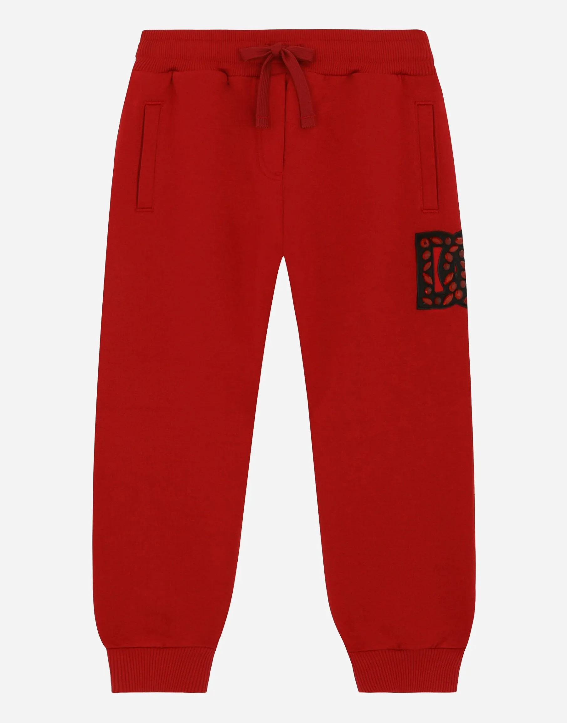 Jersey jogging pants with logo patch