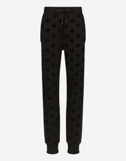 Jersey jogging pants with flocked DG logo print