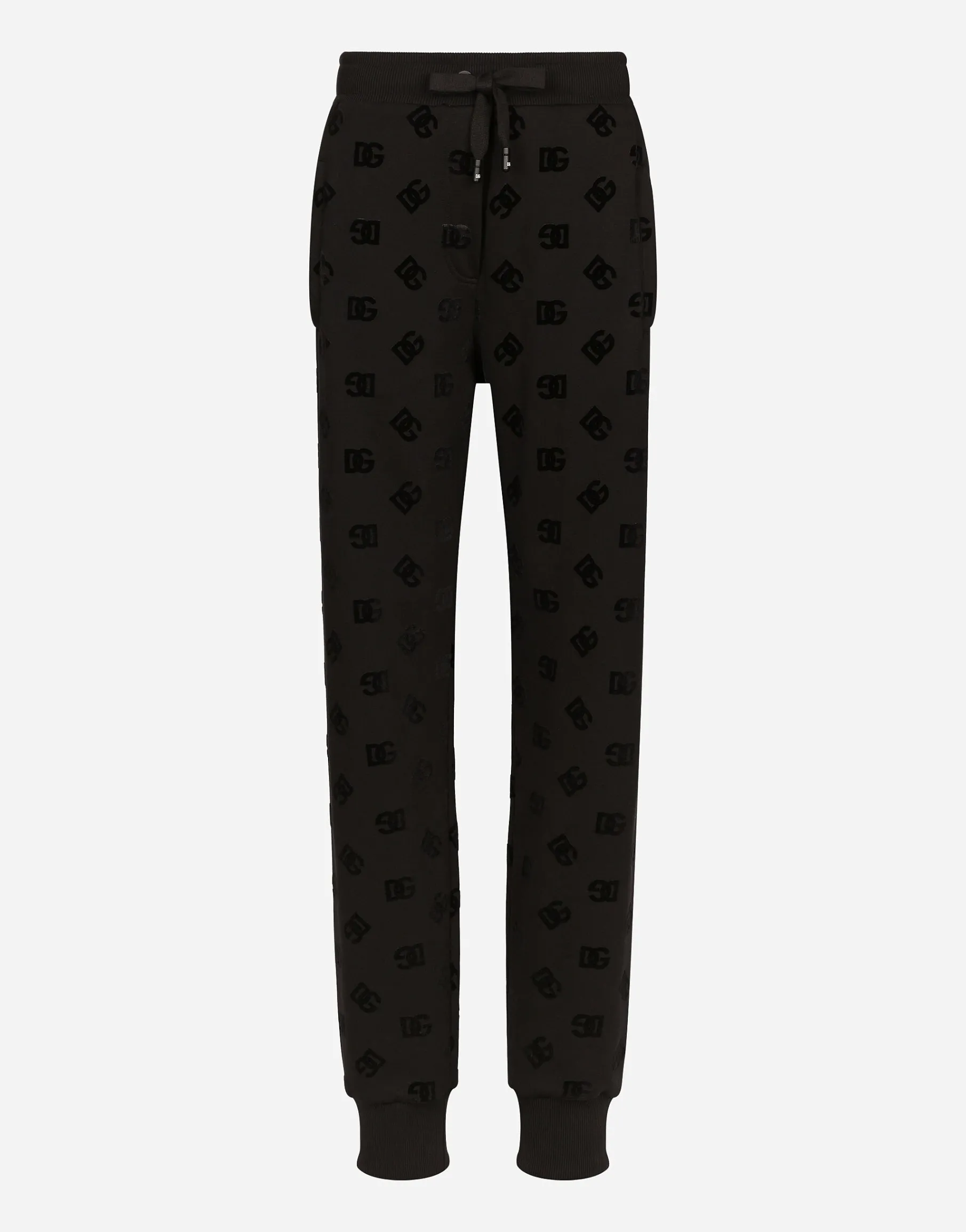 Jersey jogging pants with flocked DG logo print
