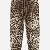 Jersey jogging pants with leopard print