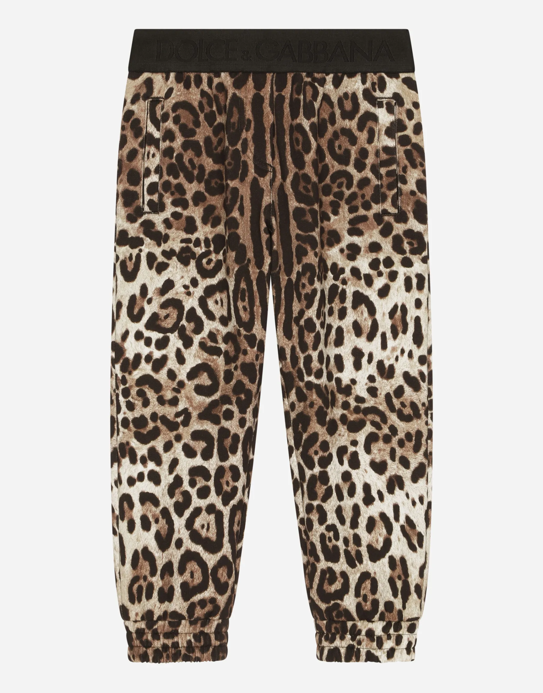 Jersey jogging pants with leopard print