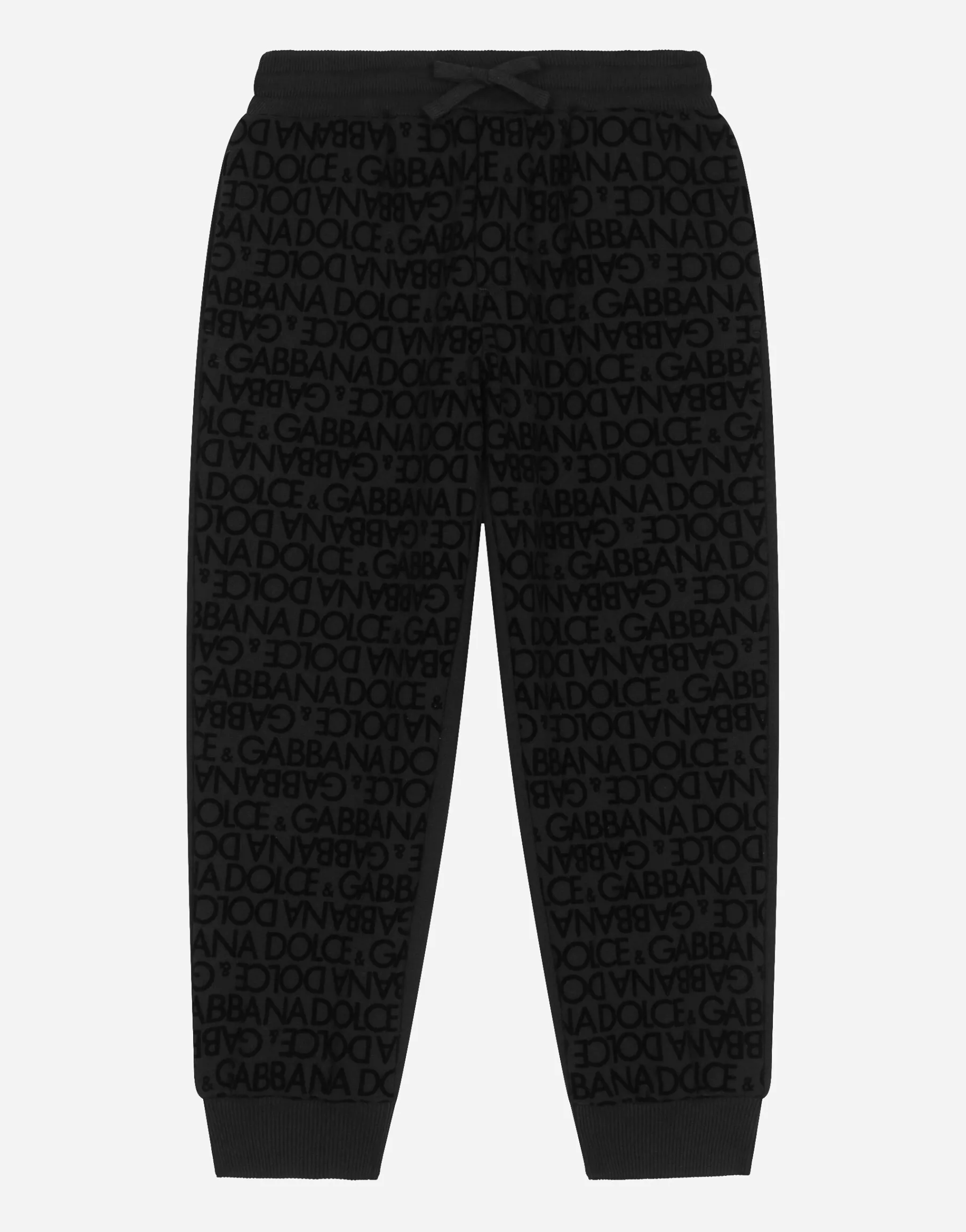 Jersey jogging pants with all-over flocked print