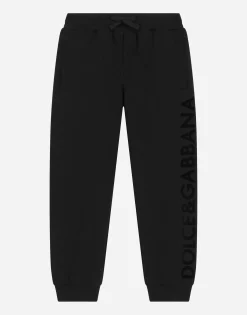 Jersey jogging pants with flocked logo