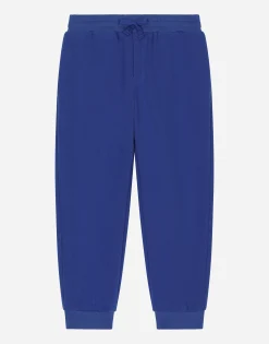 Jersey jogging pants with logo tag