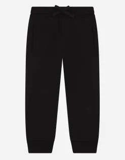 Jersey jogging pants with logo plate