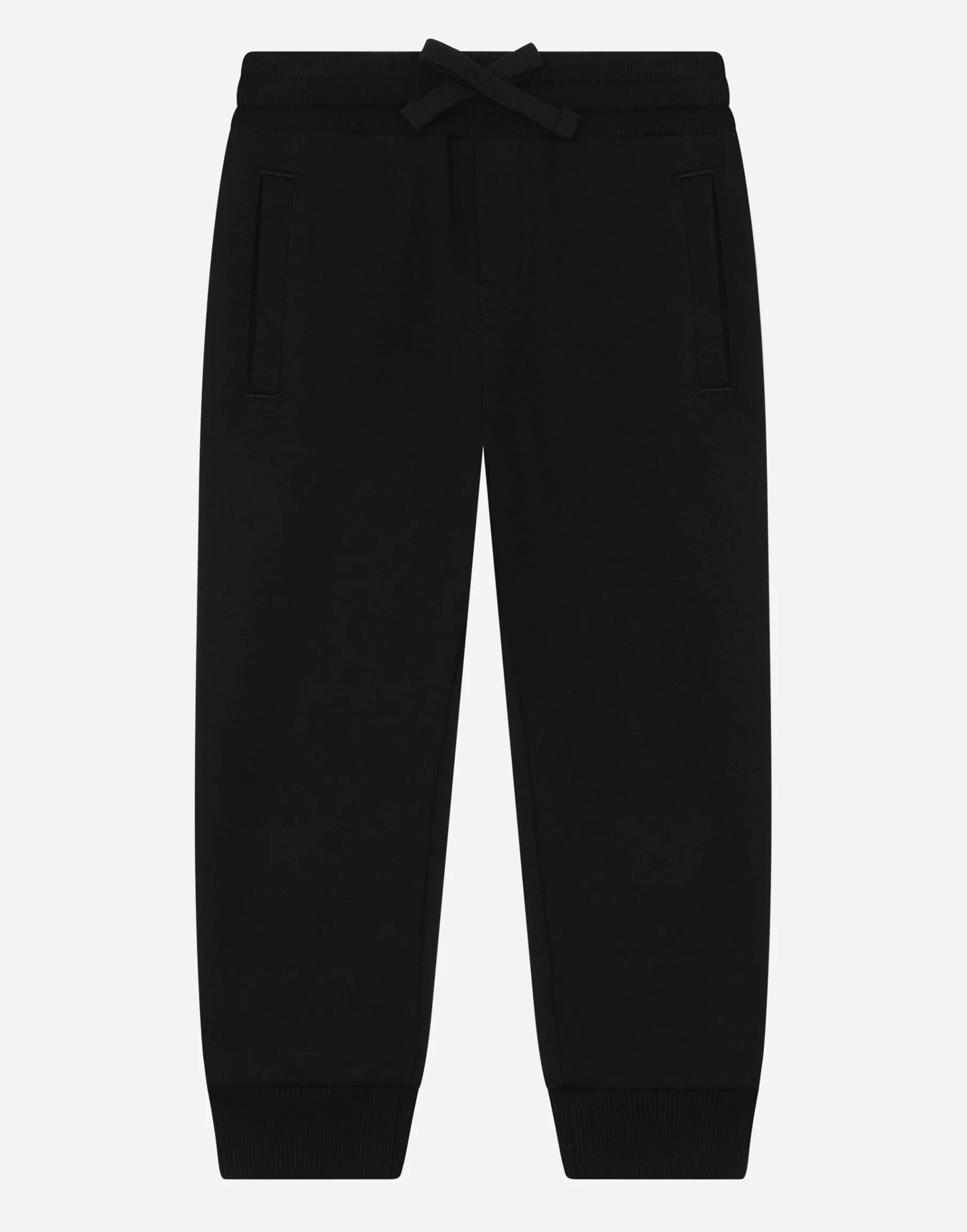 Jersey jogging pants with logo plate
