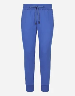 Jersey jogging pants with branded tag