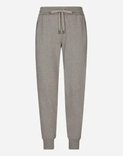 Jersey jogging pants with branded tag