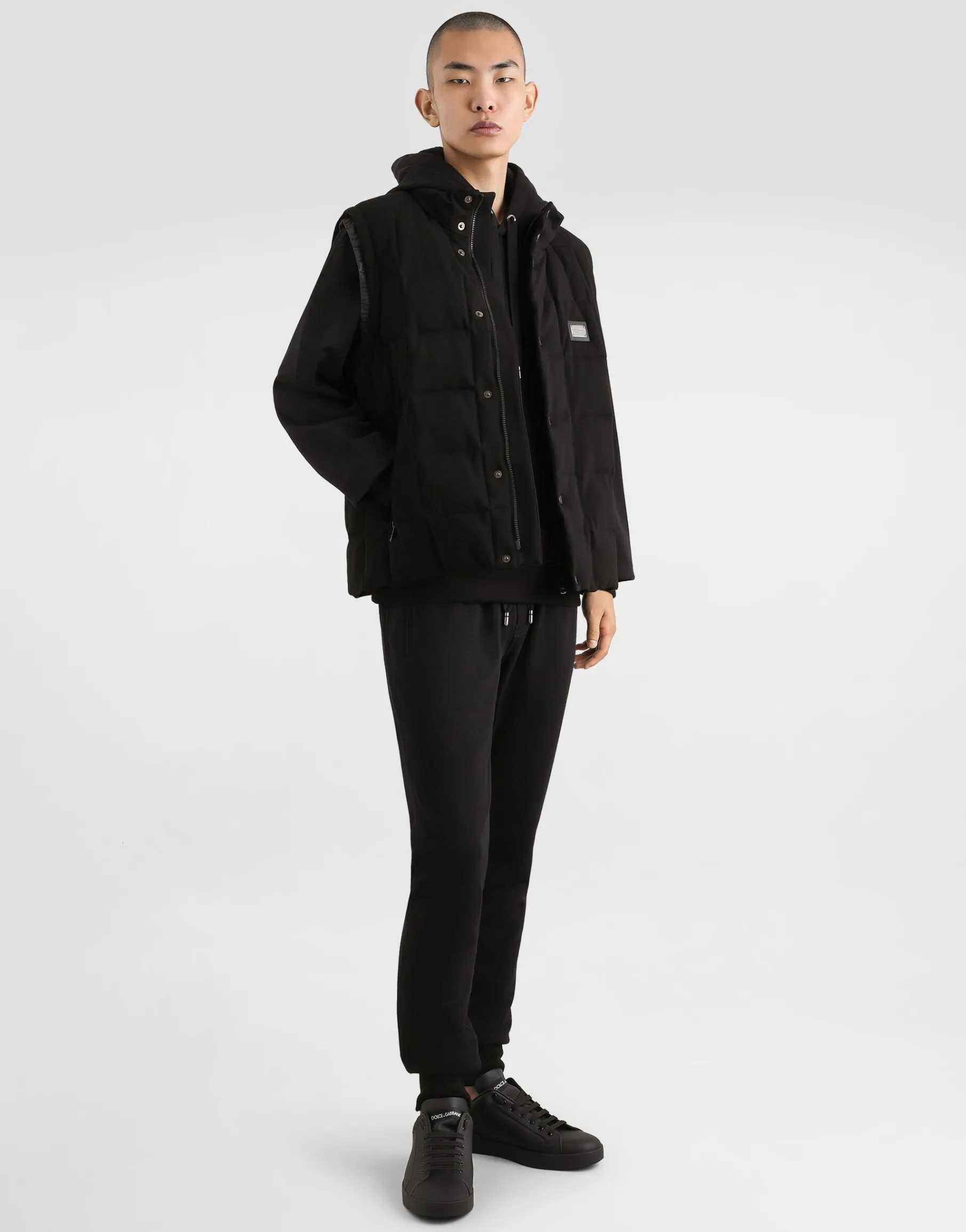 Jersey jogging pants with branded tag