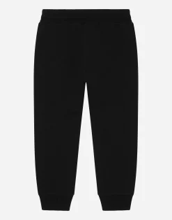 Jersey jogging pants with logo patch