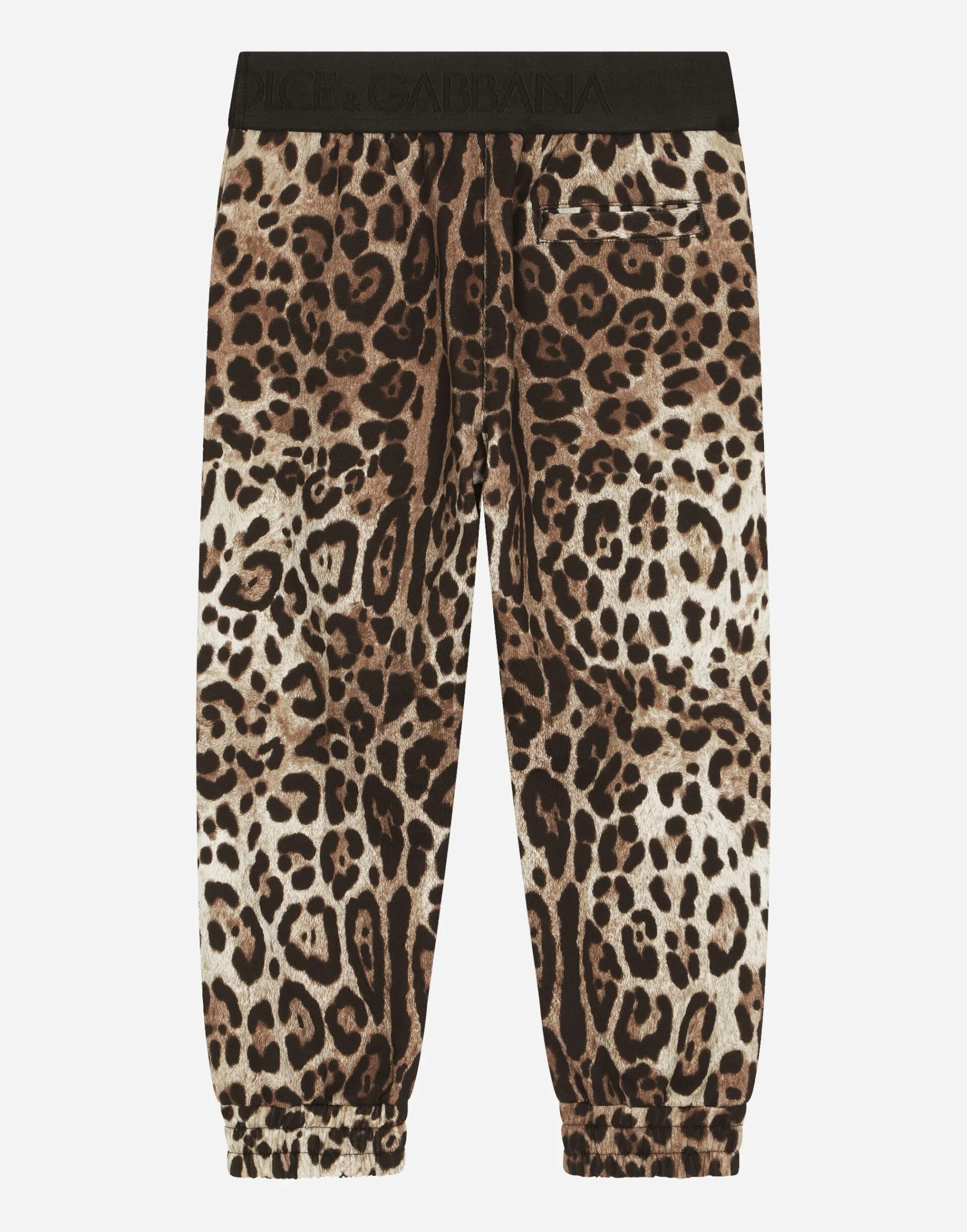 Jersey jogging pants with leopard print
