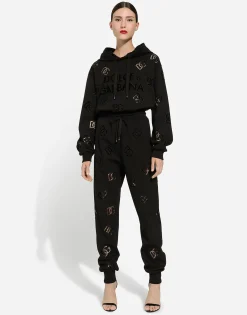 Jersey jogging pants with cut-out and DG logo