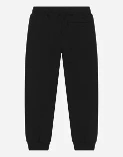 Jersey jogging pants with flocked logo