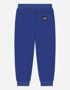Jersey jogging pants with logo tag