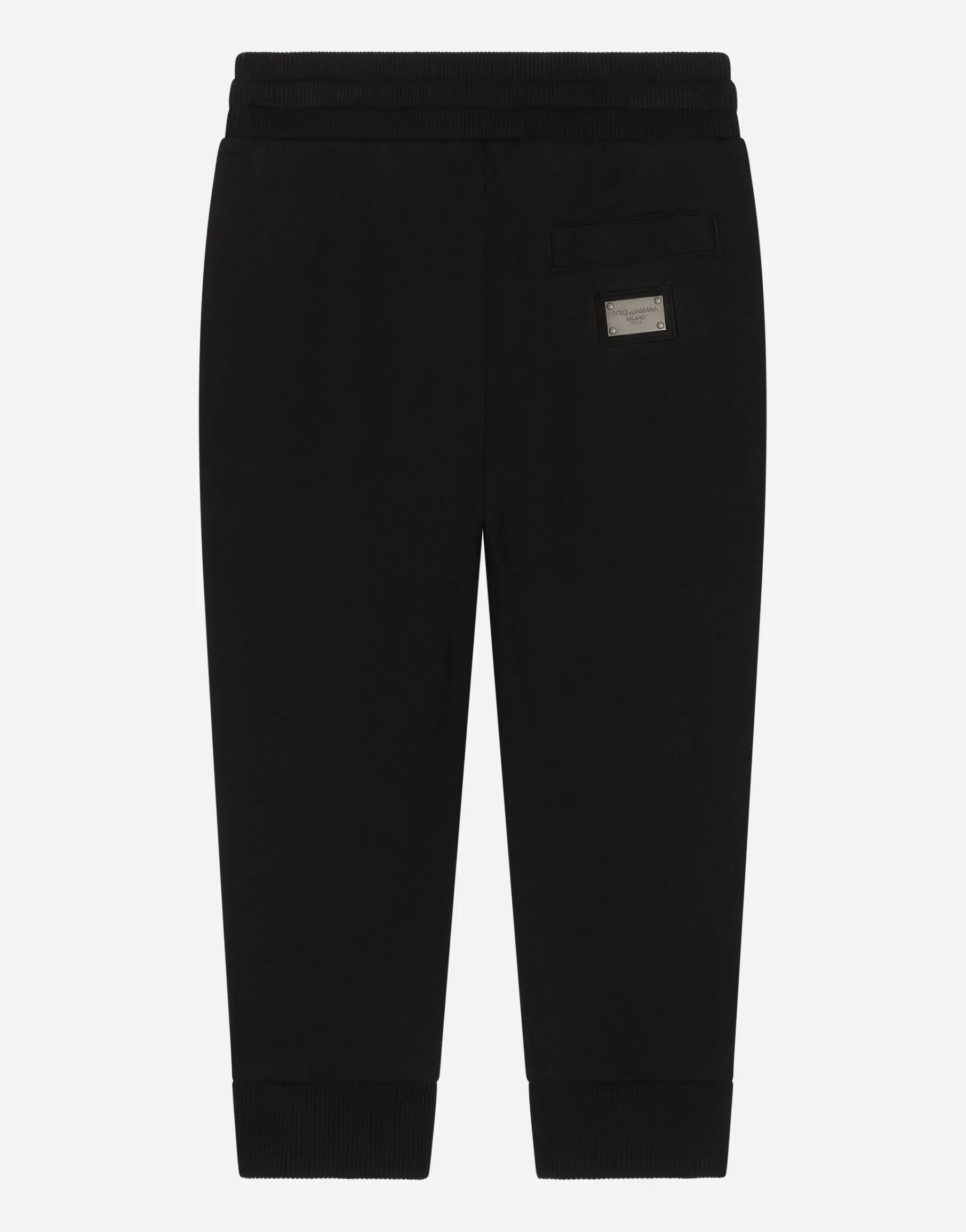 Jersey jogging pants with logo tag