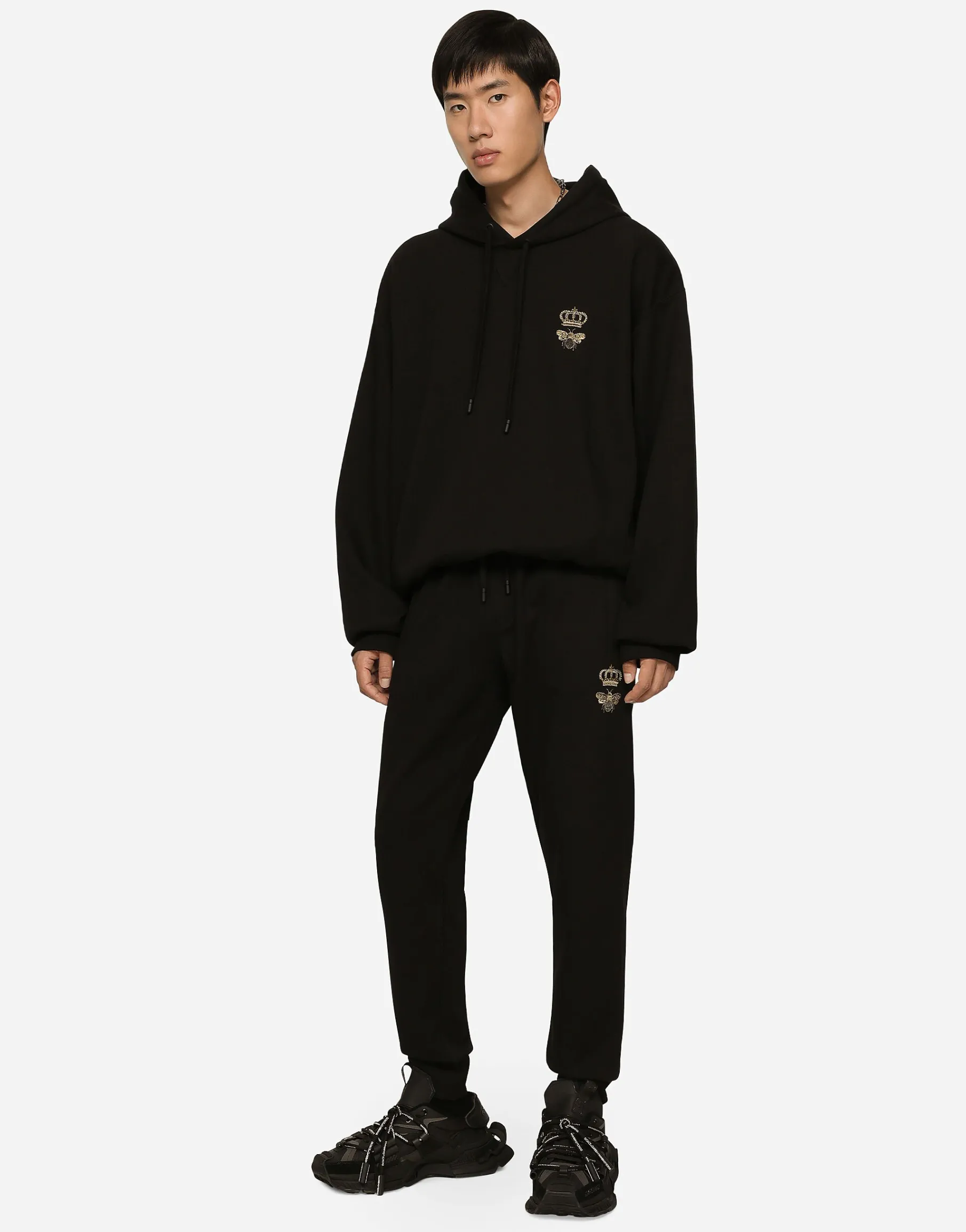 Jersey jogging pants with embroidery