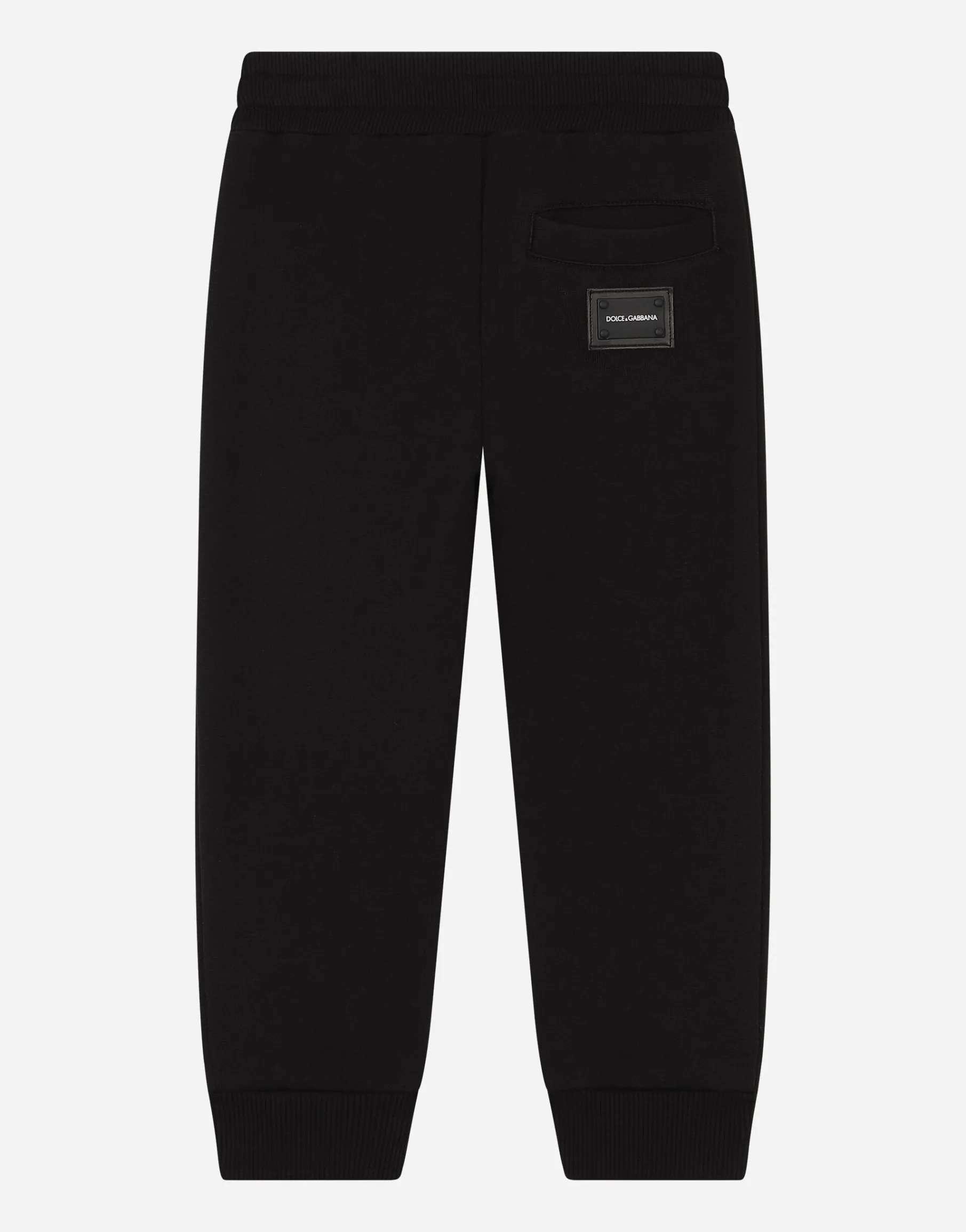 Jersey jogging pants with logo plate