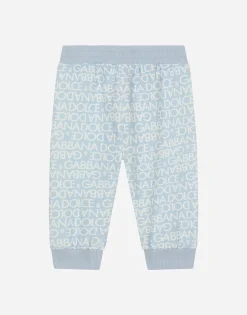 Jersey jogging pants with all-over logo print