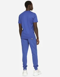 Jersey jogging pants with branded tag