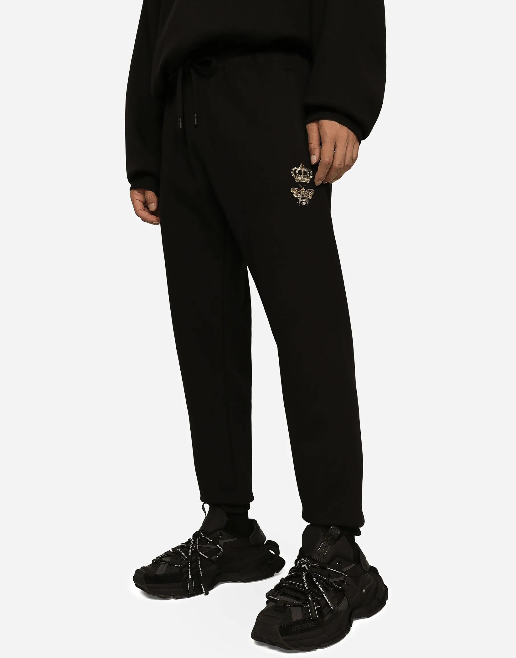 Jersey jogging pants with embroidery