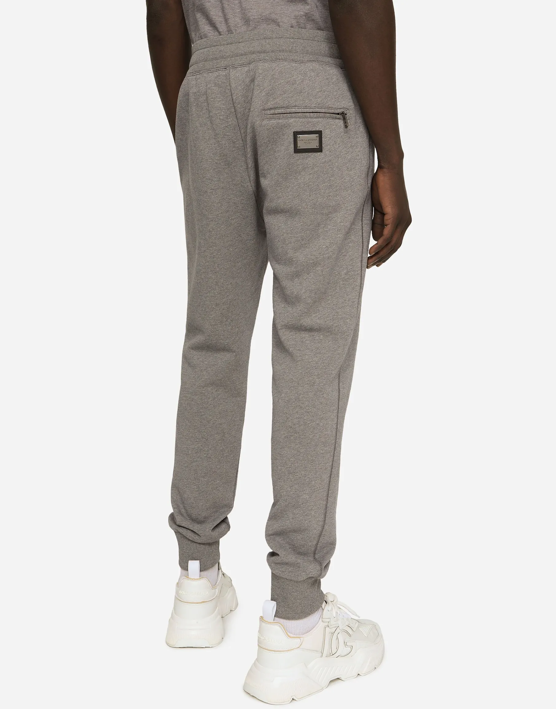 Jersey jogging pants with branded tag