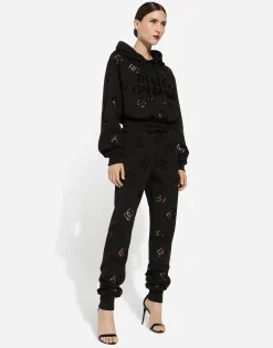 Jersey jogging pants with cut-out and DG logo