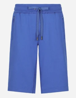 Jersey jogging shorts with logo tag