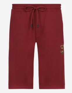 Jersey jogging shorts with embroidery