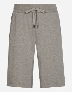 Jersey jogging shorts with logo tag