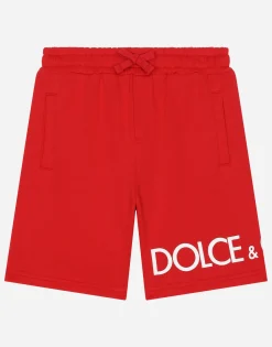 Jersey jogging shorts with logo print